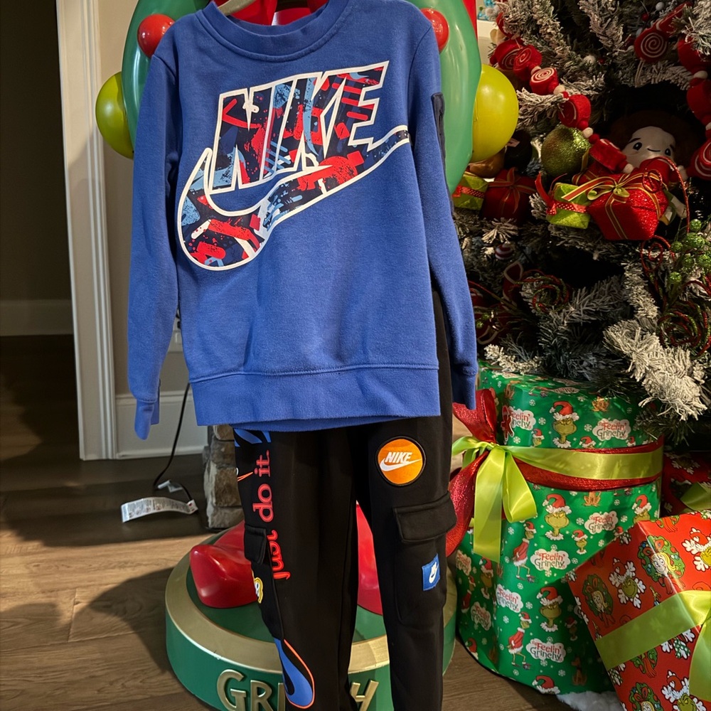 Nike Kids Blue Sweatshirt and Black Joggers